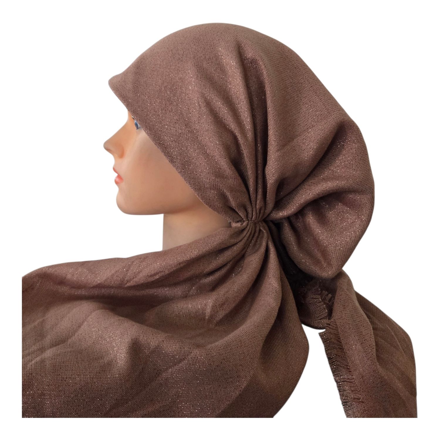 Light brown shimmer  - soft fringes pretied tichel