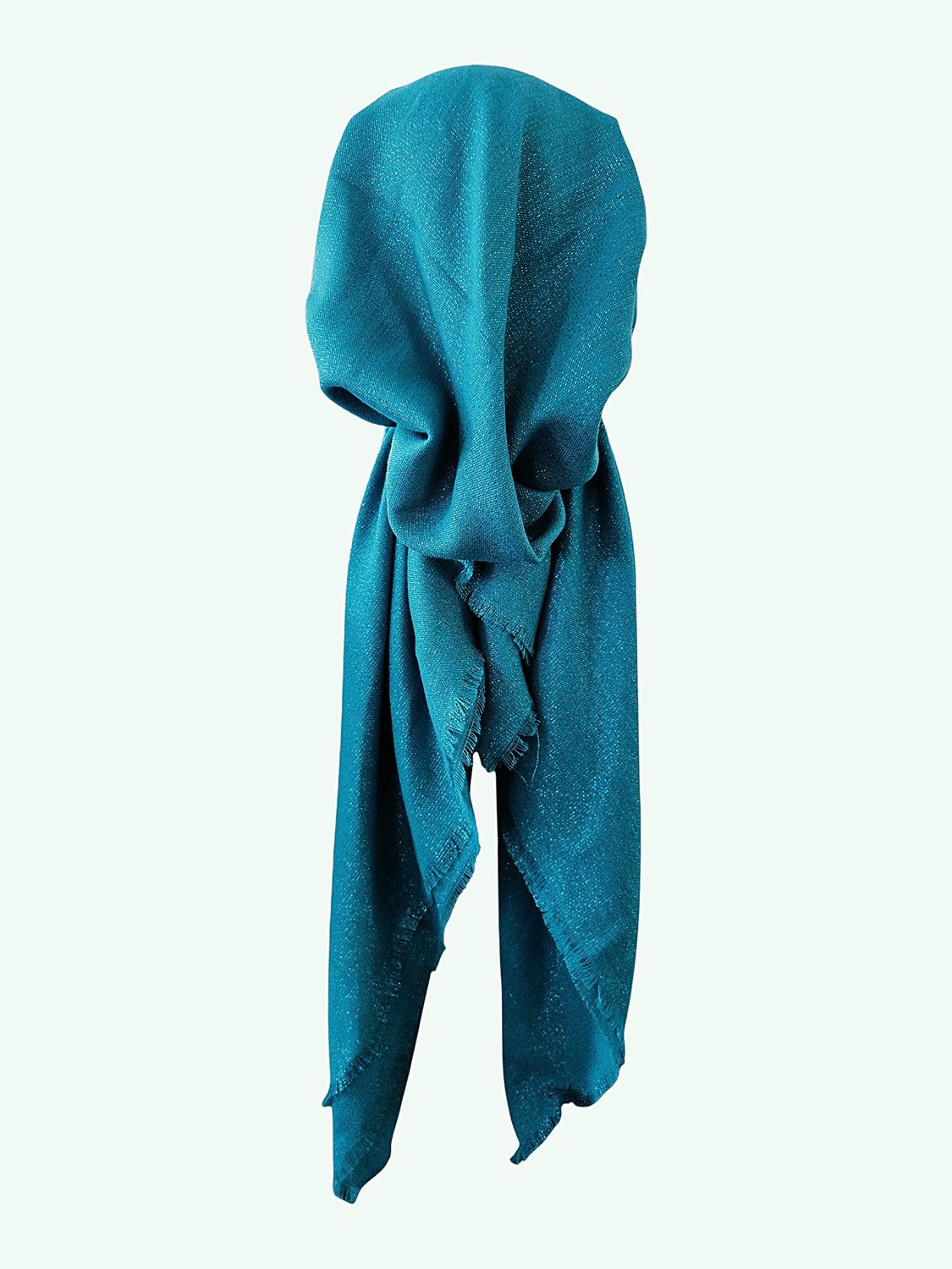 Turquoise shimmer  - soft fringes pretied tichel
