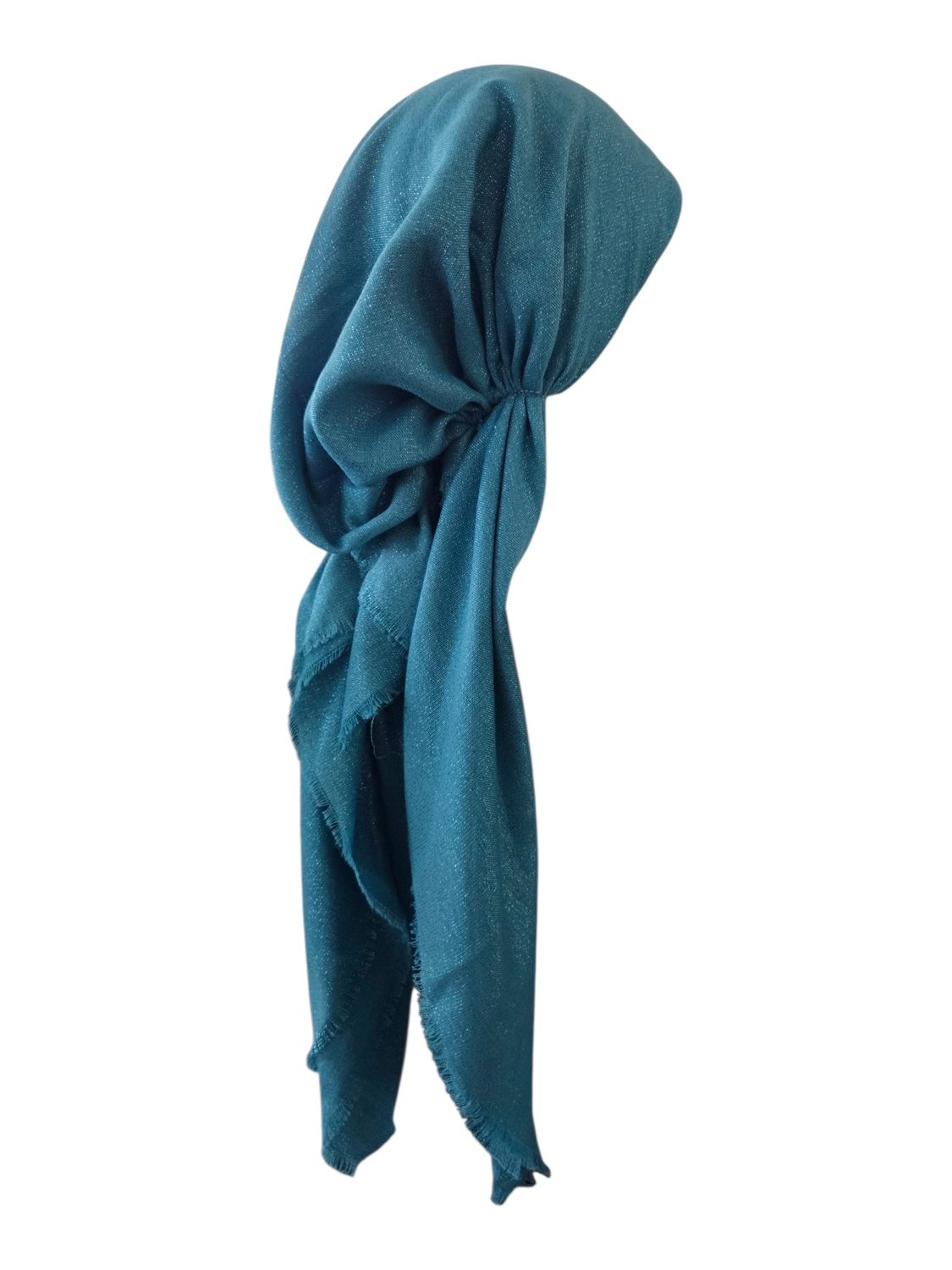 Turquoise shimmer  - soft fringes pretied tichel