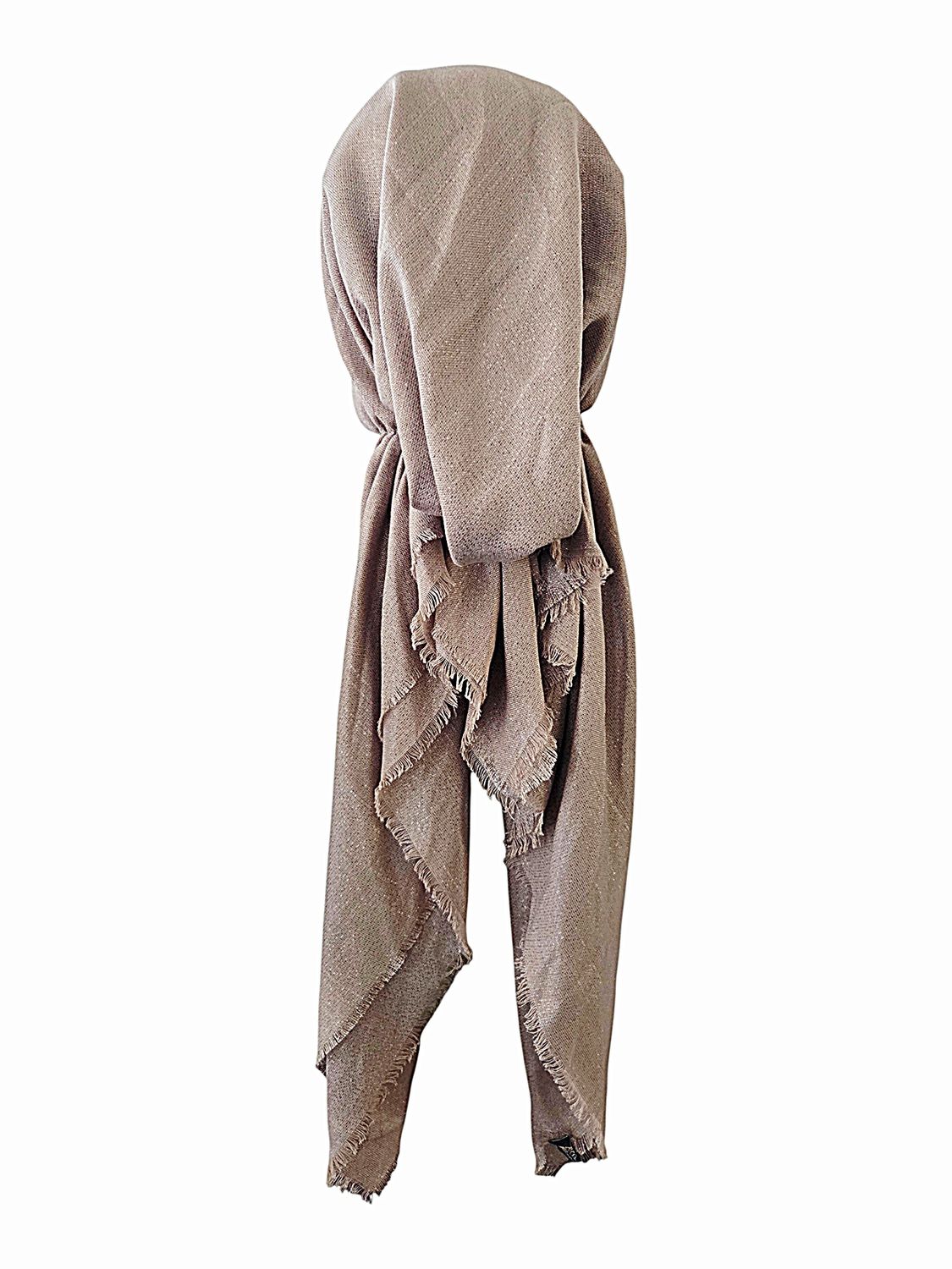 Tan shimmer  - soft fringes pretied tichel