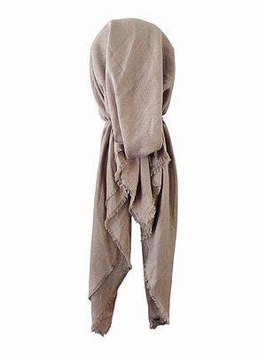 Tan shimmer  - soft fringes pretied tichel