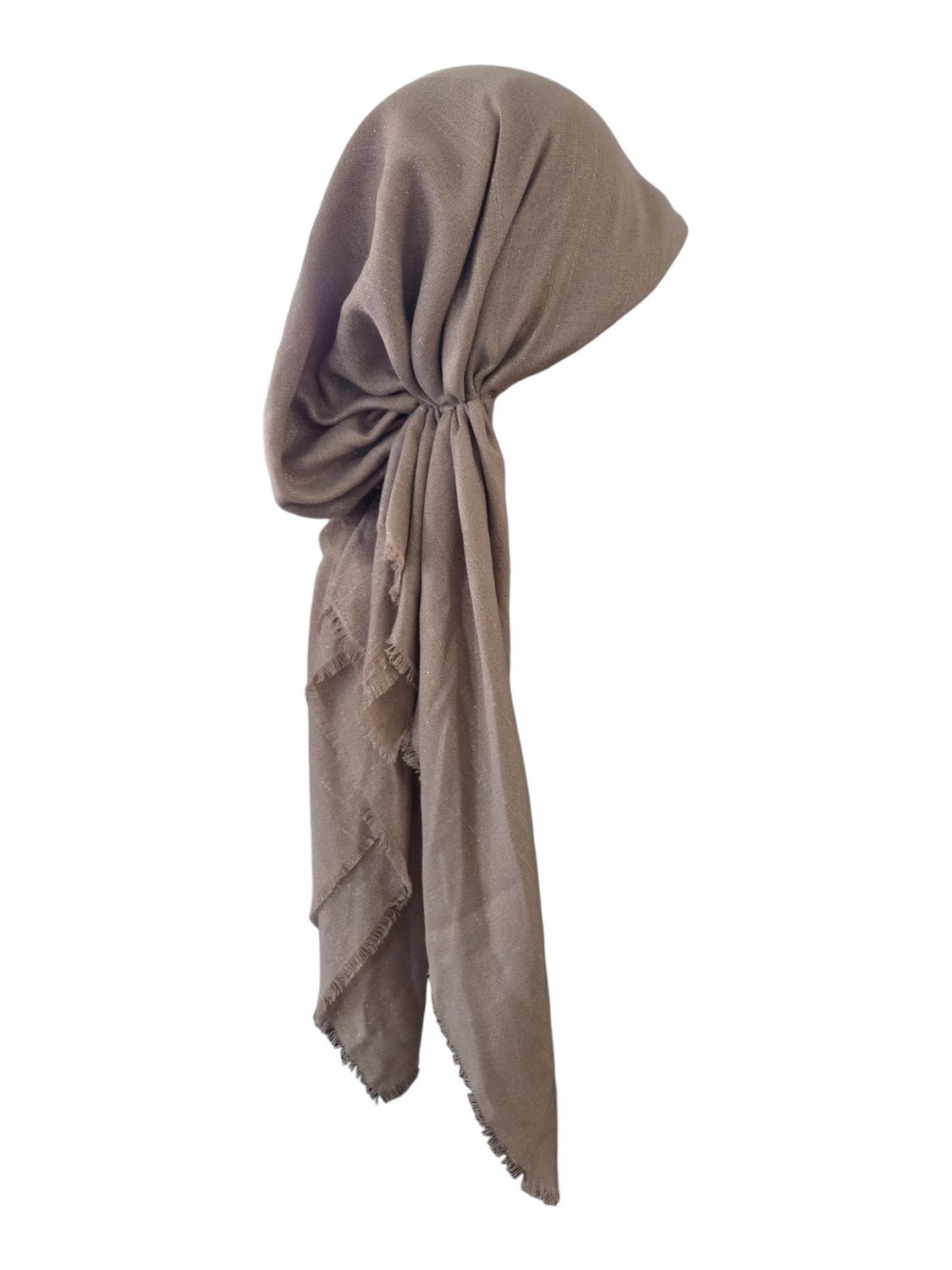 Tan shimmer  - soft fringes pretied tichel