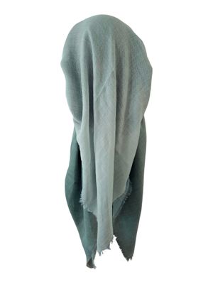 Light green - Shaded - long kerchief back - soft fringes pretied tichel (BBS) w/band sewn in