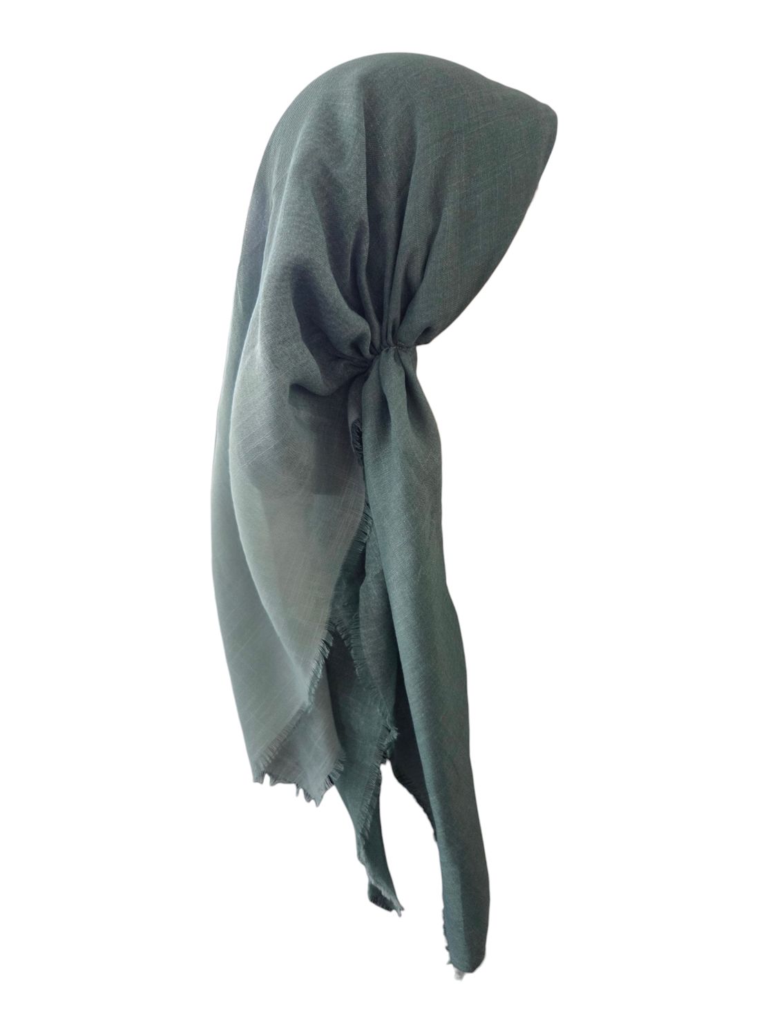 Light green - Shaded - long kerchief back - soft fringes pretied tichel (BBS) w/band sewn in