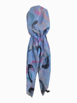 Light blue - Summer swirls - soft fringes pretied tichel