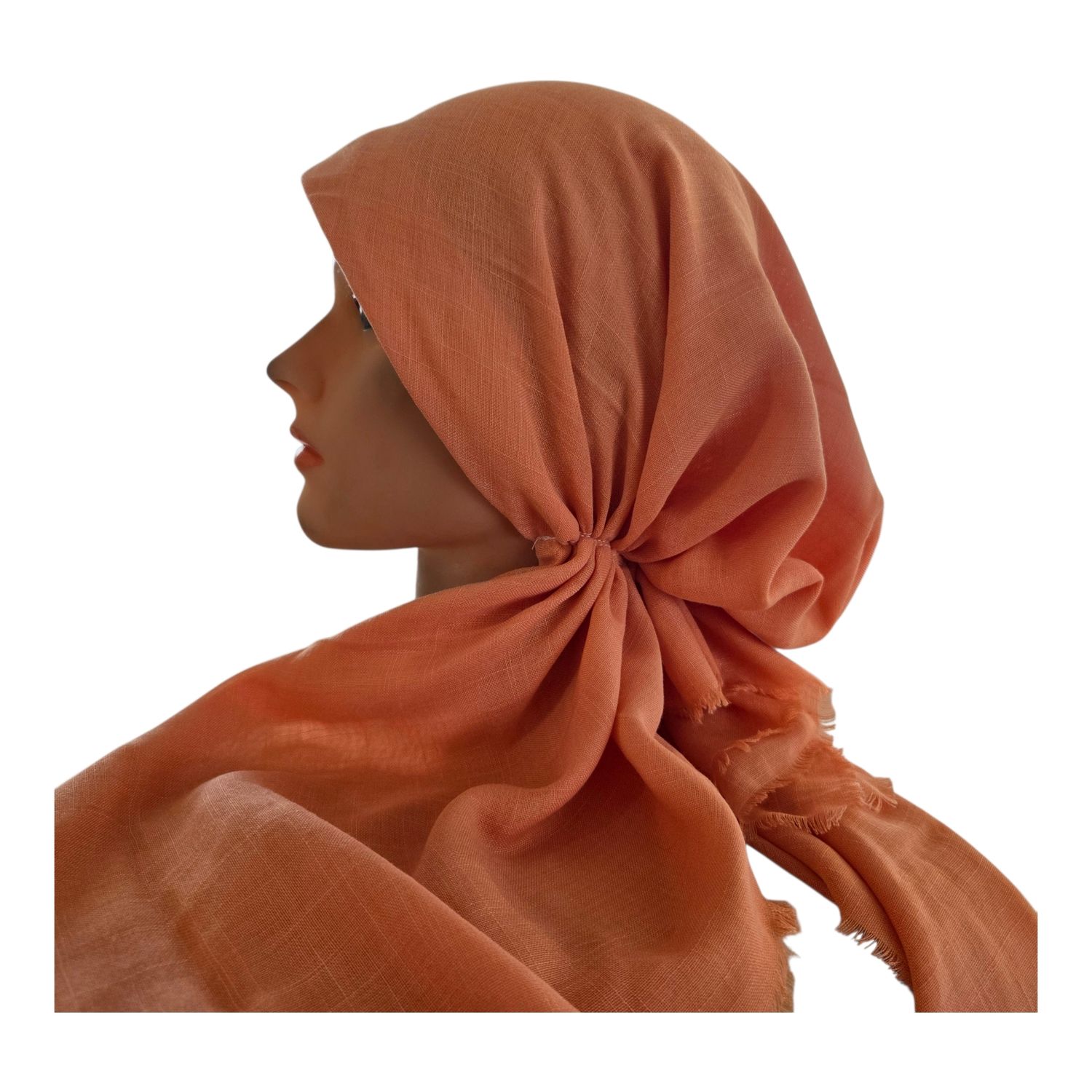 Light peach - soft fringes pretied tichel