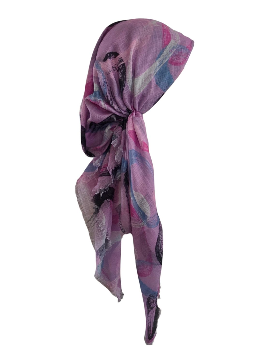 Pink - Summer swirls - soft fringes pretied tichel