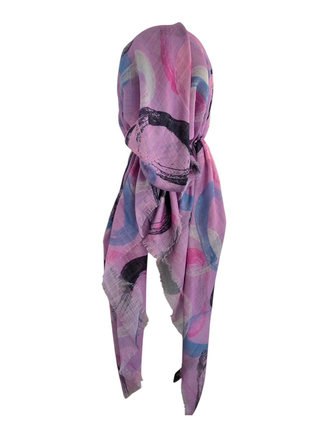 Pink - Summer swirls - soft fringes pretied tichel