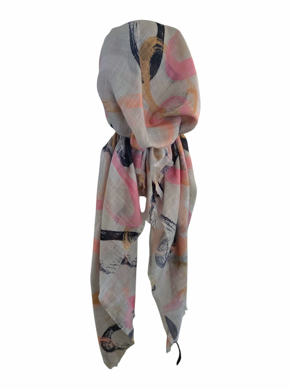 Taupe - Summer swirls - soft fringes pretied tichel
