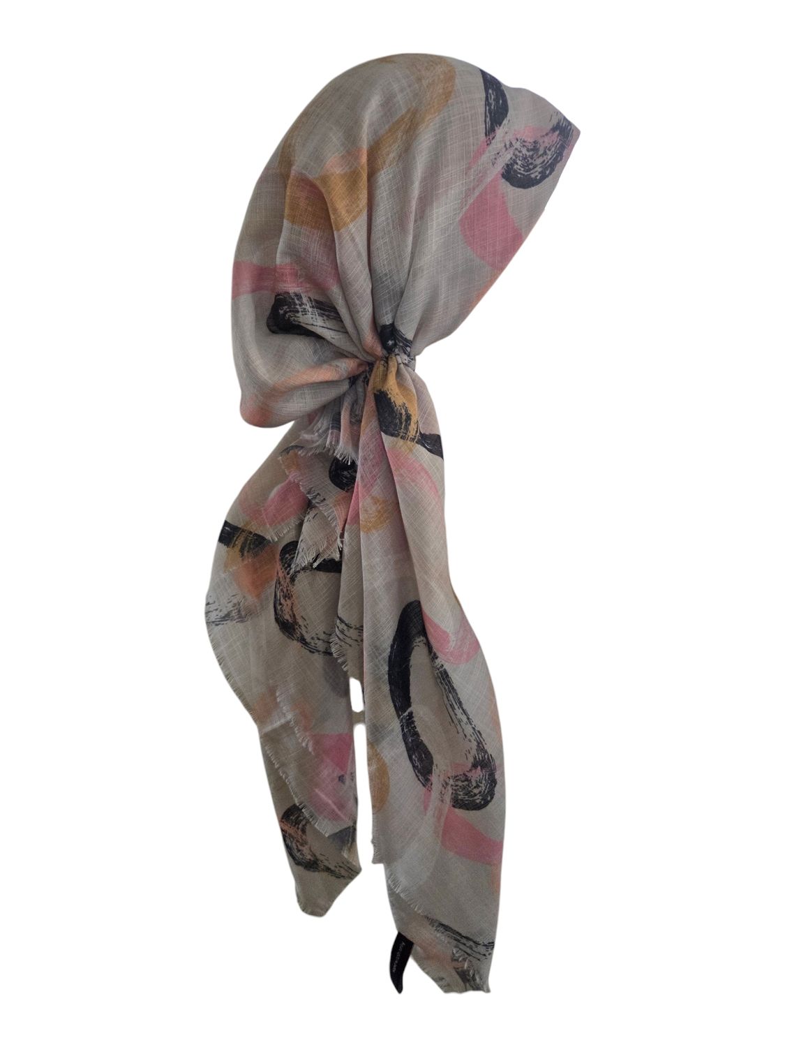Taupe - Summer swirls - soft fringes pretied tichel