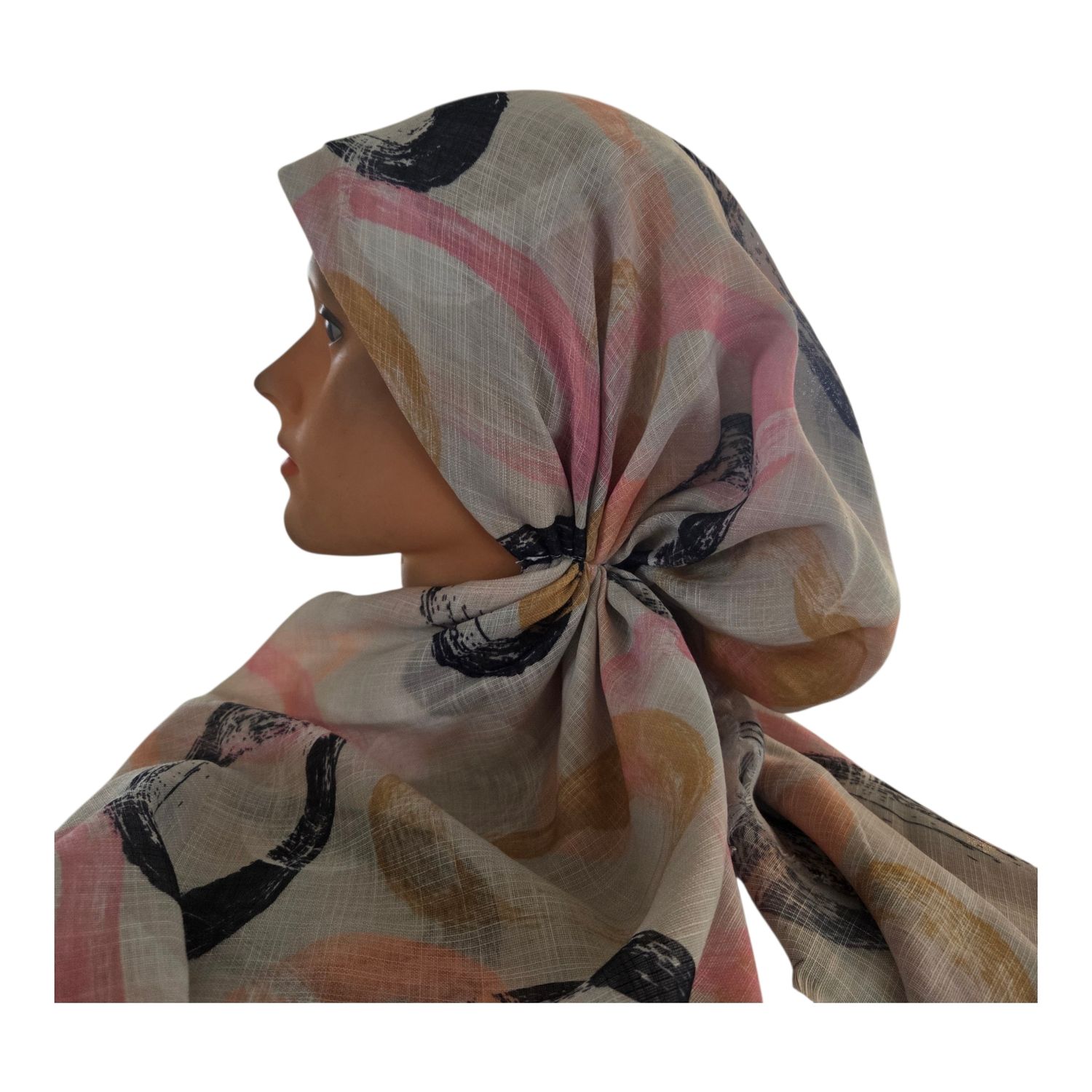 Taupe - Summer swirls - soft fringes pretied tichel
