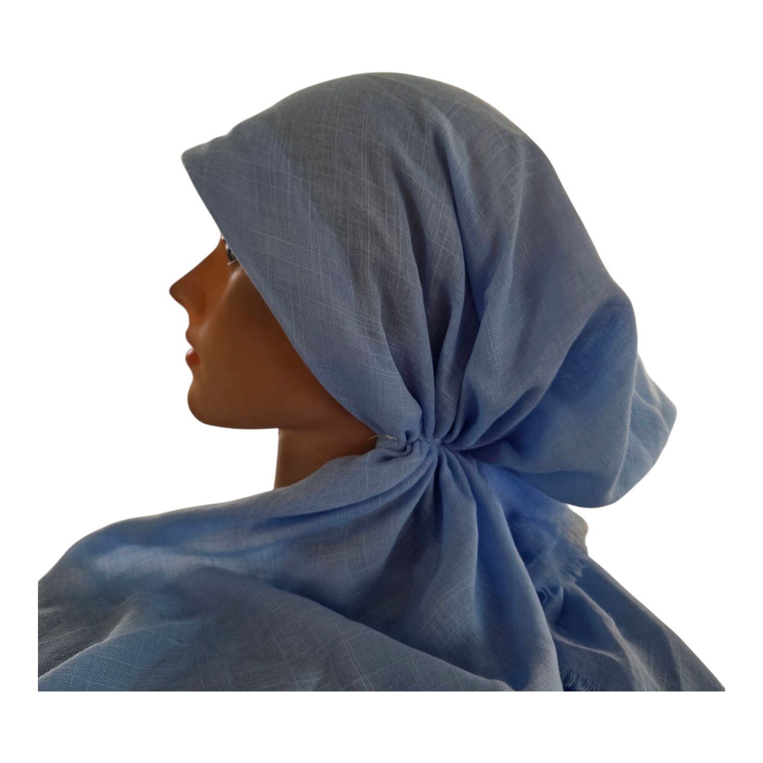 Baby blue - soft fringes pretied tichel