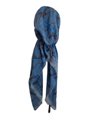 Light denim blue - tassels - soft fringes pretied tichel