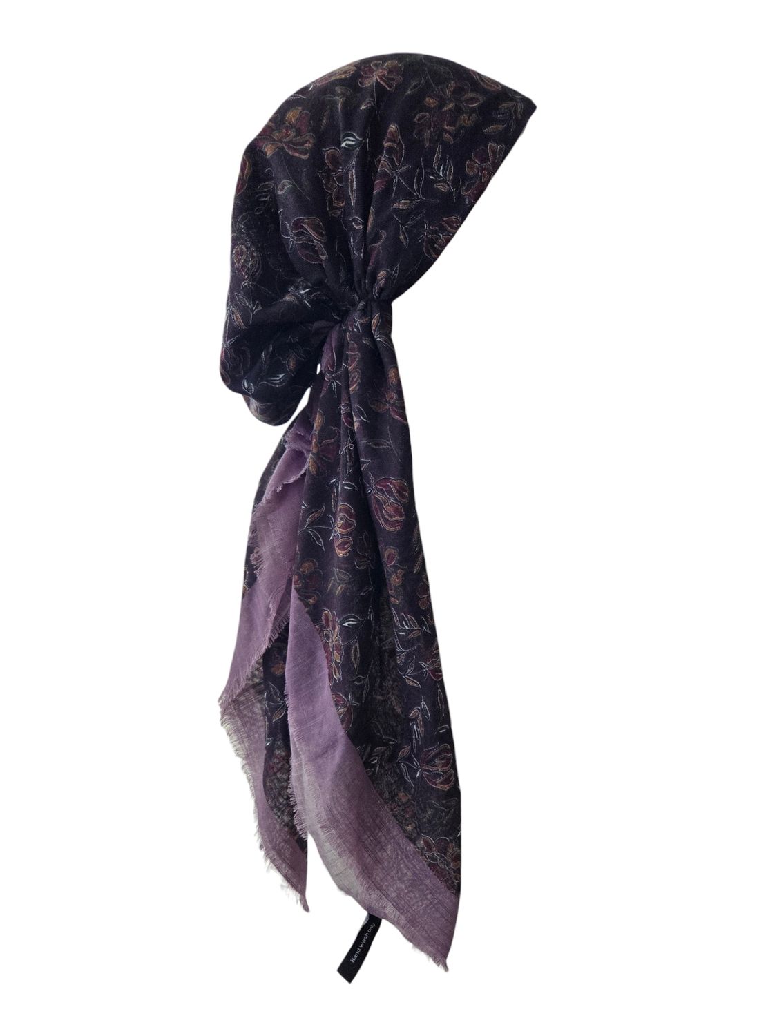 Lavender border Fall flowers - soft fringes pretied tichel