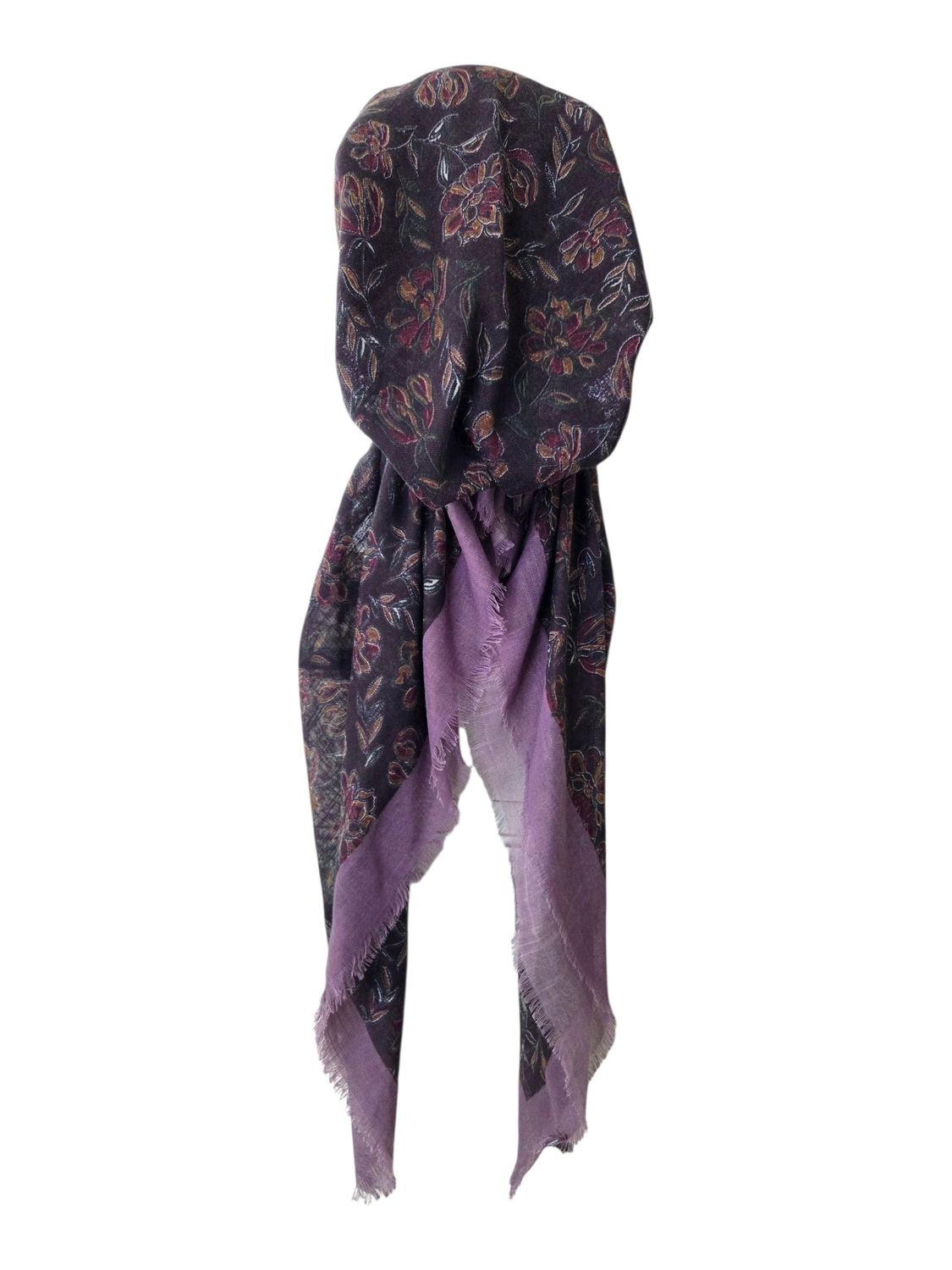 Lavender border Fall flowers - soft fringes pretied tichel