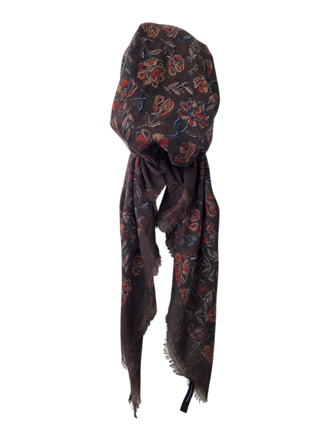 Brown Fall flowers - soft fringes pretied tichel