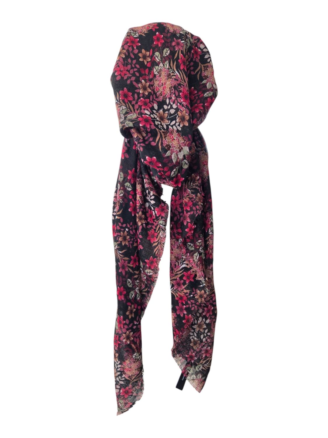 Black Fall florals - soft fringes pretied tichel