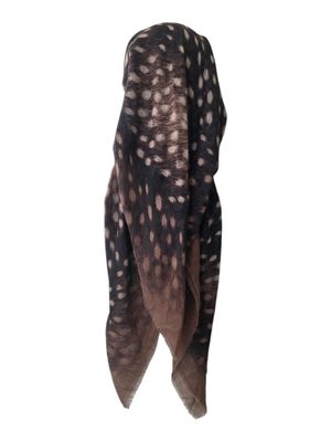 Light brown border - tiger patterned - long kerchief back - soft fringes pretied tichel (BBS) w/band sewn in
