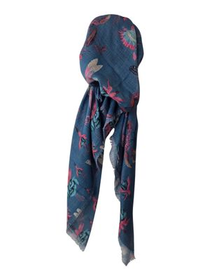 Light denim birds - soft fringes pretied tichel