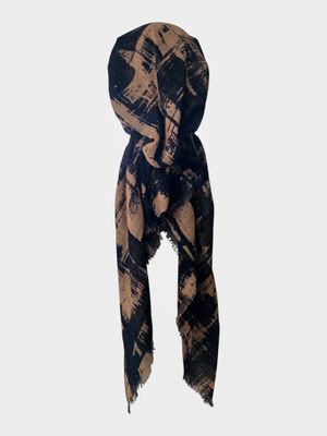 Black &amp; tan - soft fringes pretied tichel