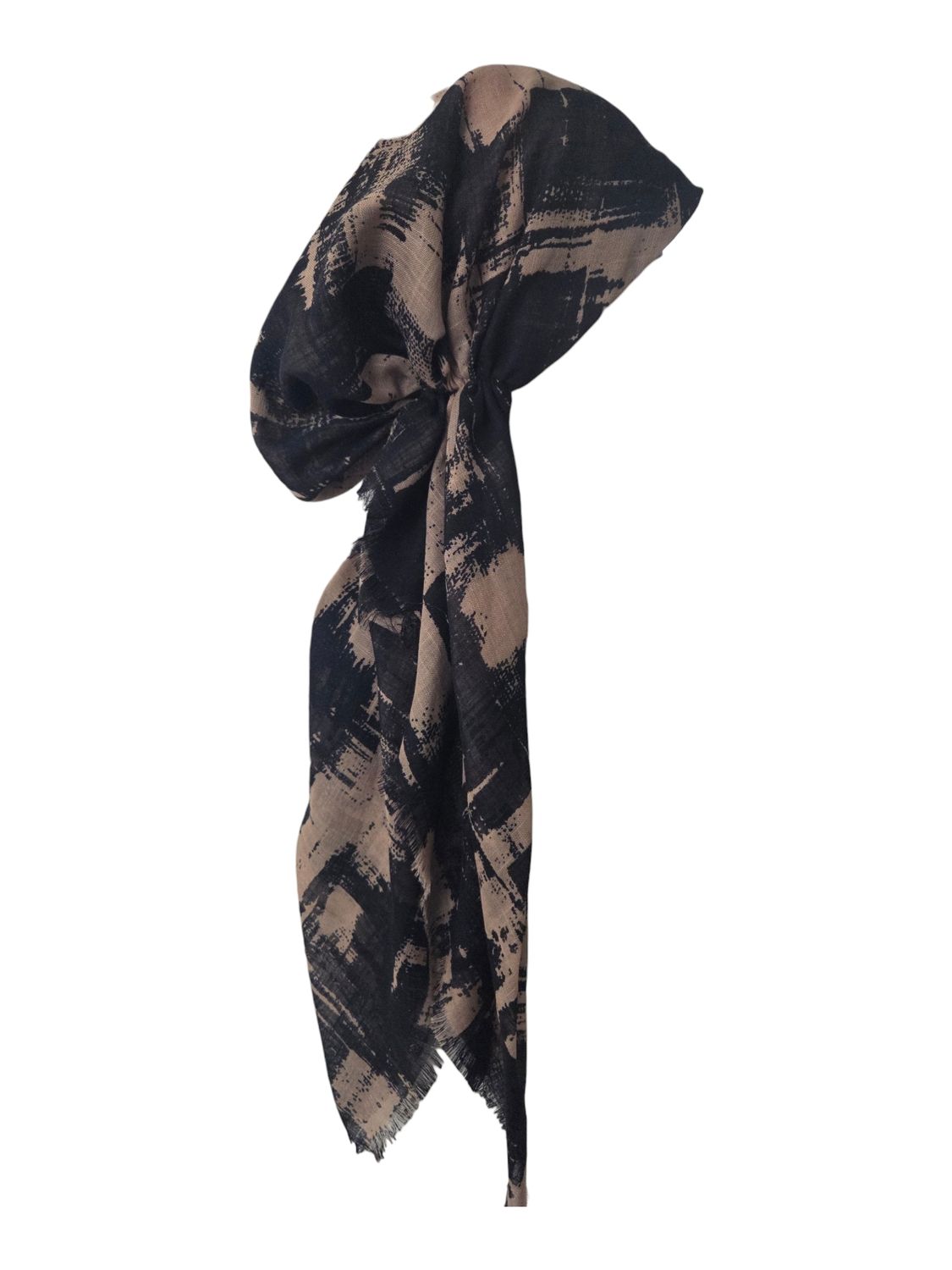 Black &amp; tan - soft fringes pretied tichel