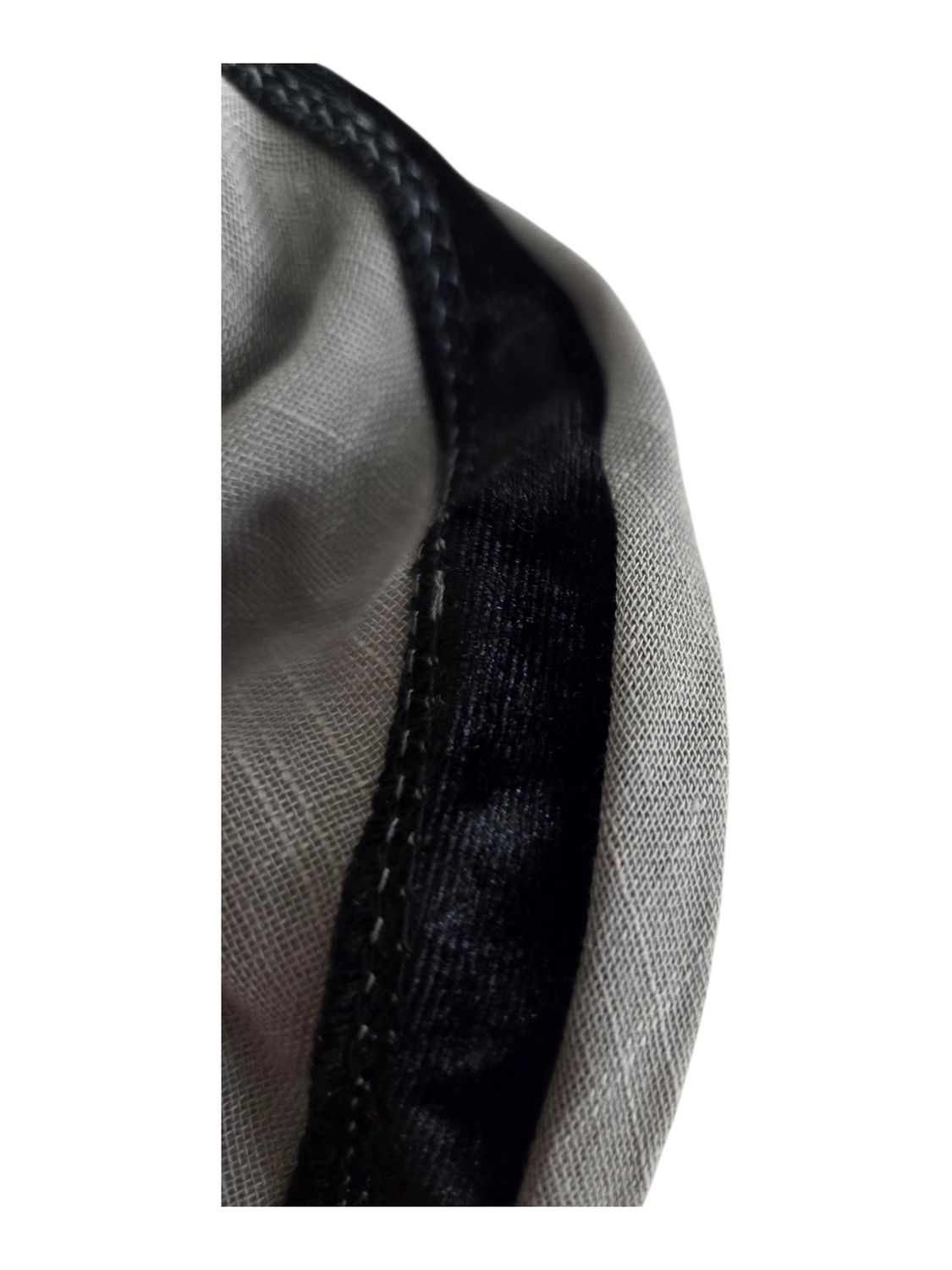 Solid medium gray - long back pre-tied kerchief w/band sewn in  -  soft fringed edges material