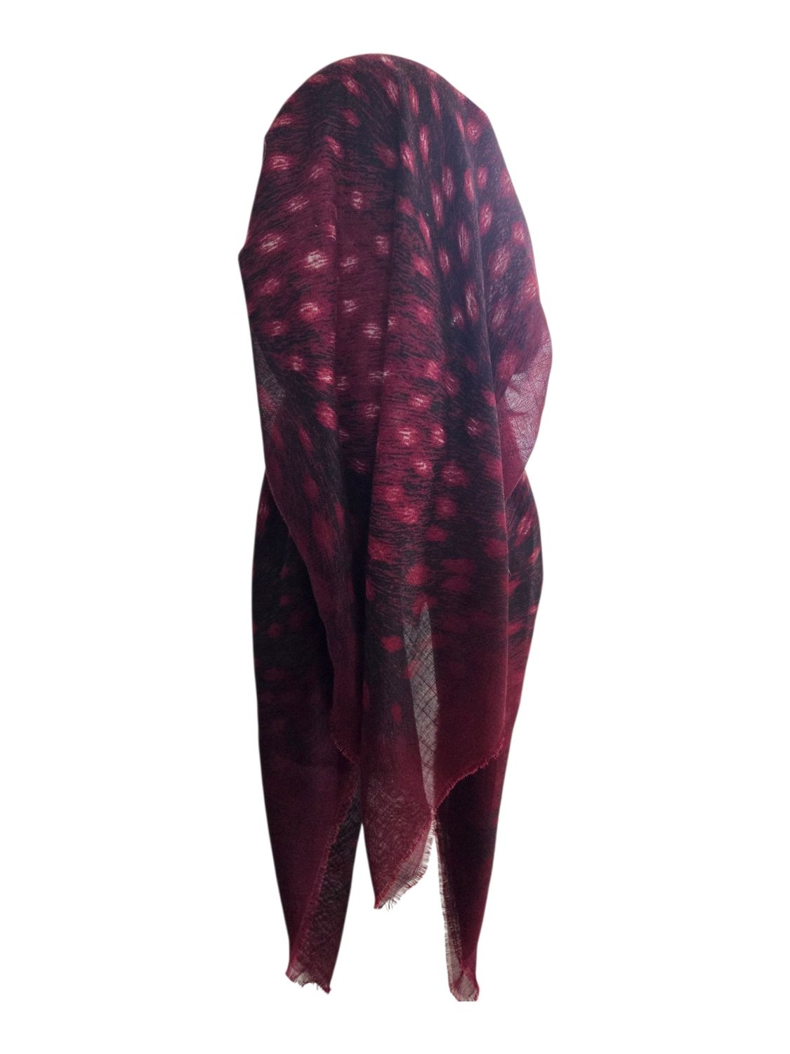 Maroon tiger - long back pre-tied kerchief w/band sewn in  -  soft fringed edges material