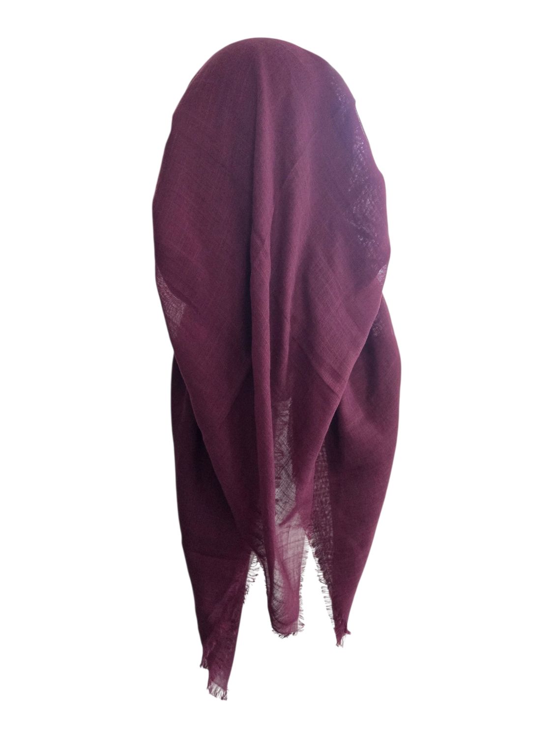 Solid deep berry - long back pre-tied kerchief w/band sewn in  -  soft fringed edges material