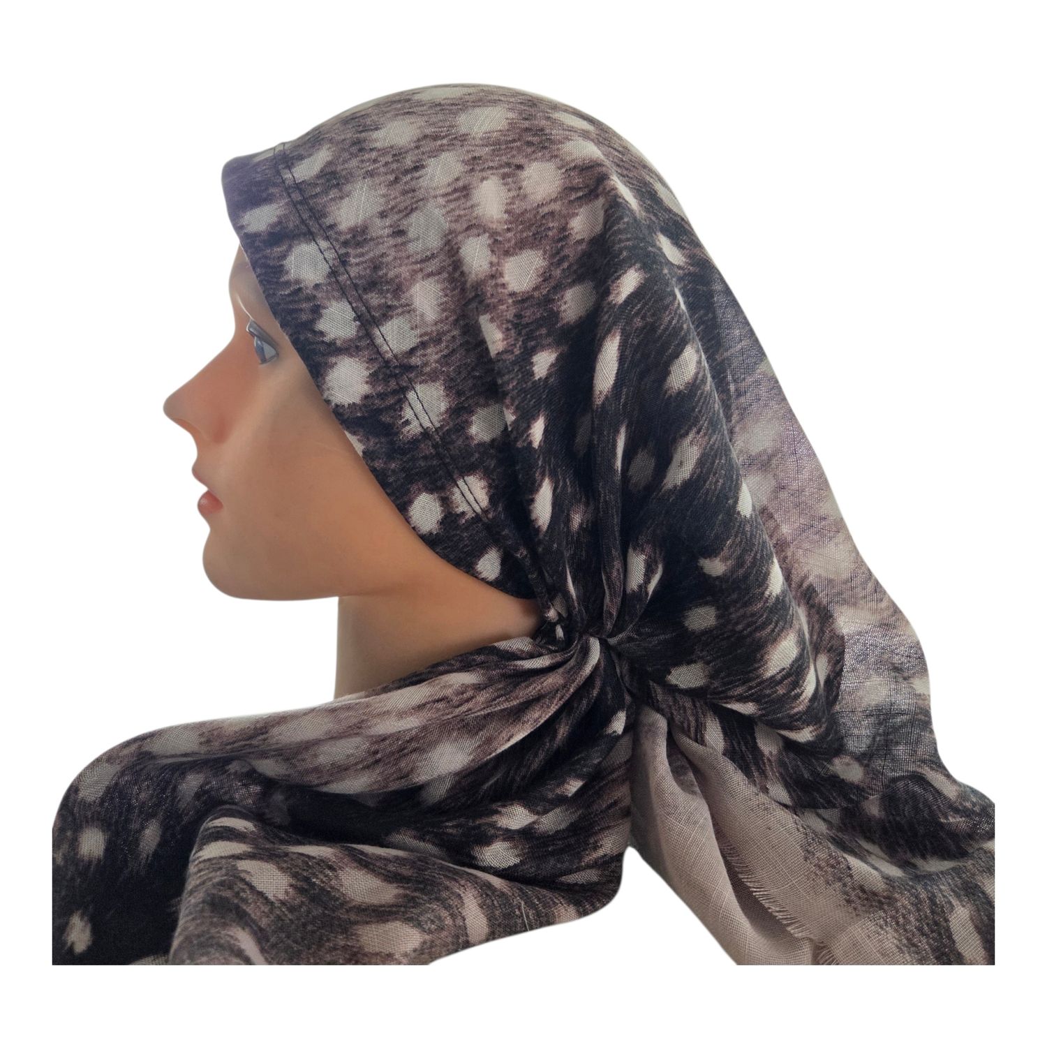  Tiger - long back pre-tied kerchief w/band sewn in  -  soft fringed edges material