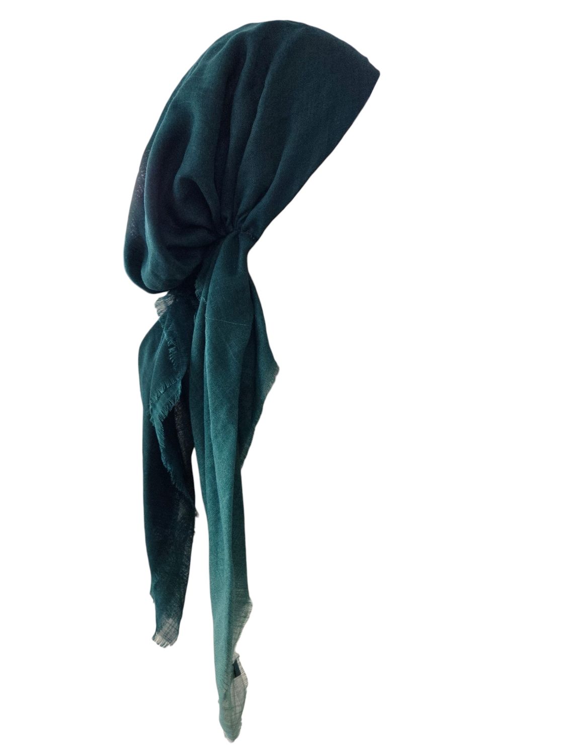 Shades of green -  shaded soft fringes pretied tichel