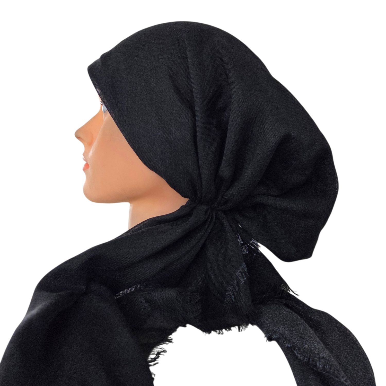 Shades of black -  shaded soft fringes pretied tichel