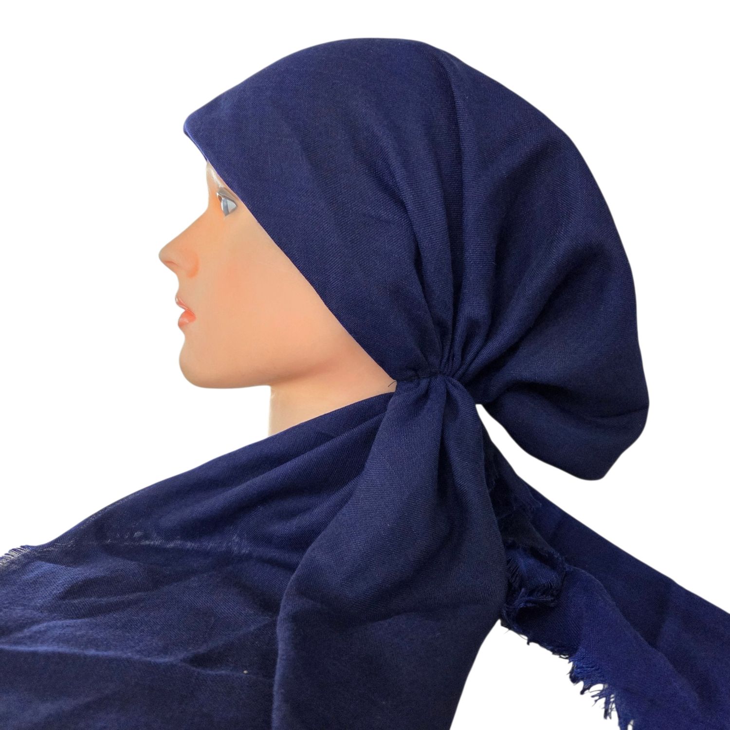 Shades of blue -  shaded soft fringes pretied tichel