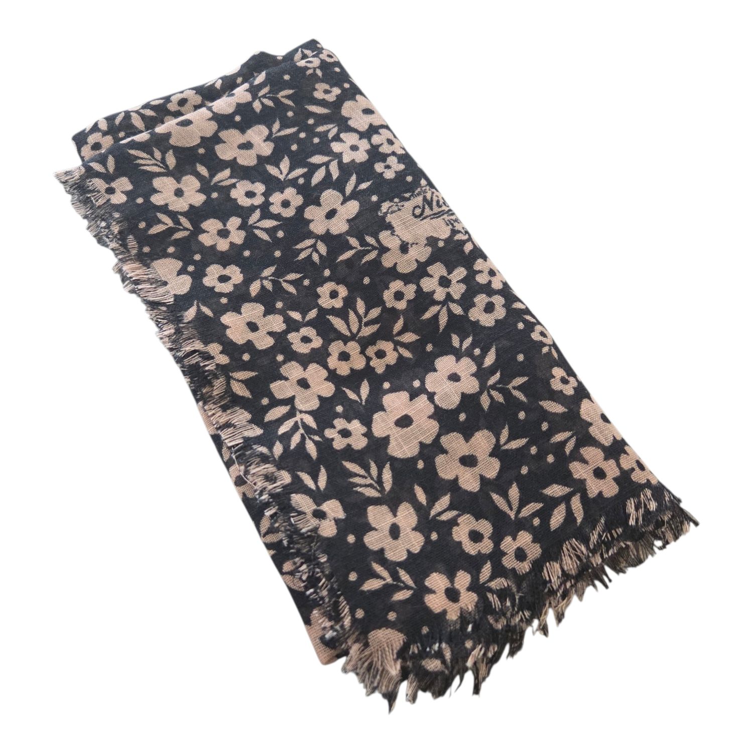 Floral - Black n' brown - Soft Fringes Square Tichel