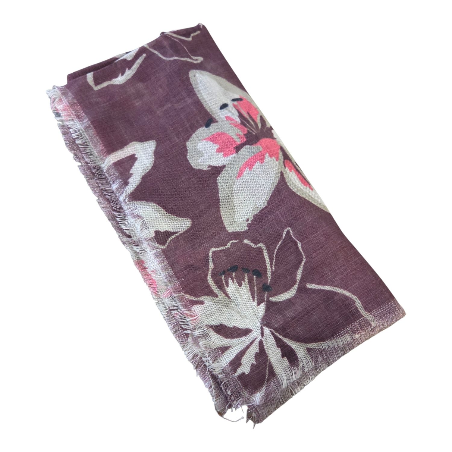 Berry - Painterly floral - Soft Fringes Square Tichel