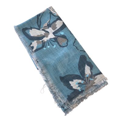 Turquoise - Painterly floral - Soft Fringes Square Tichel