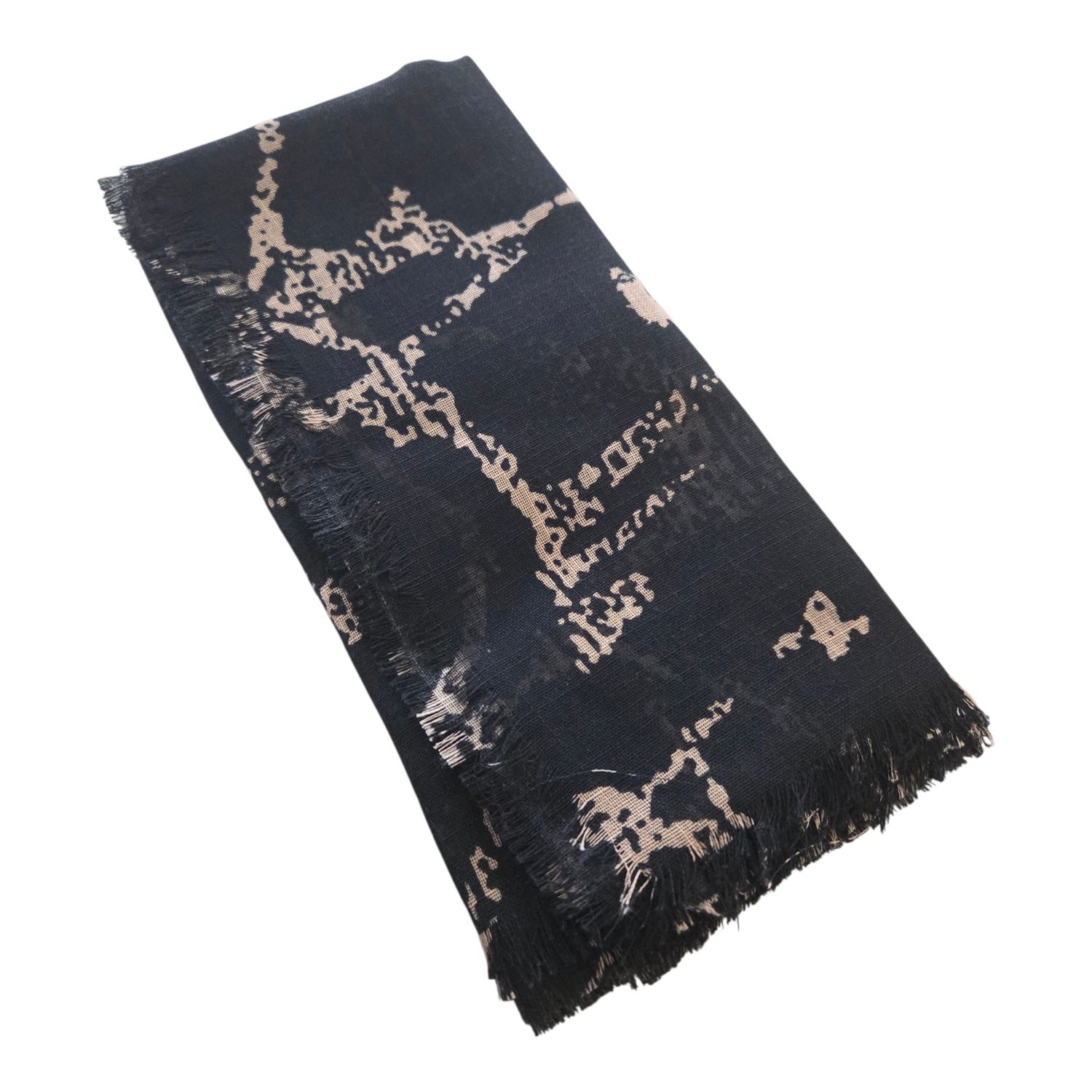 Marbled - Black n' brown - Soft Fringes Square Tichel