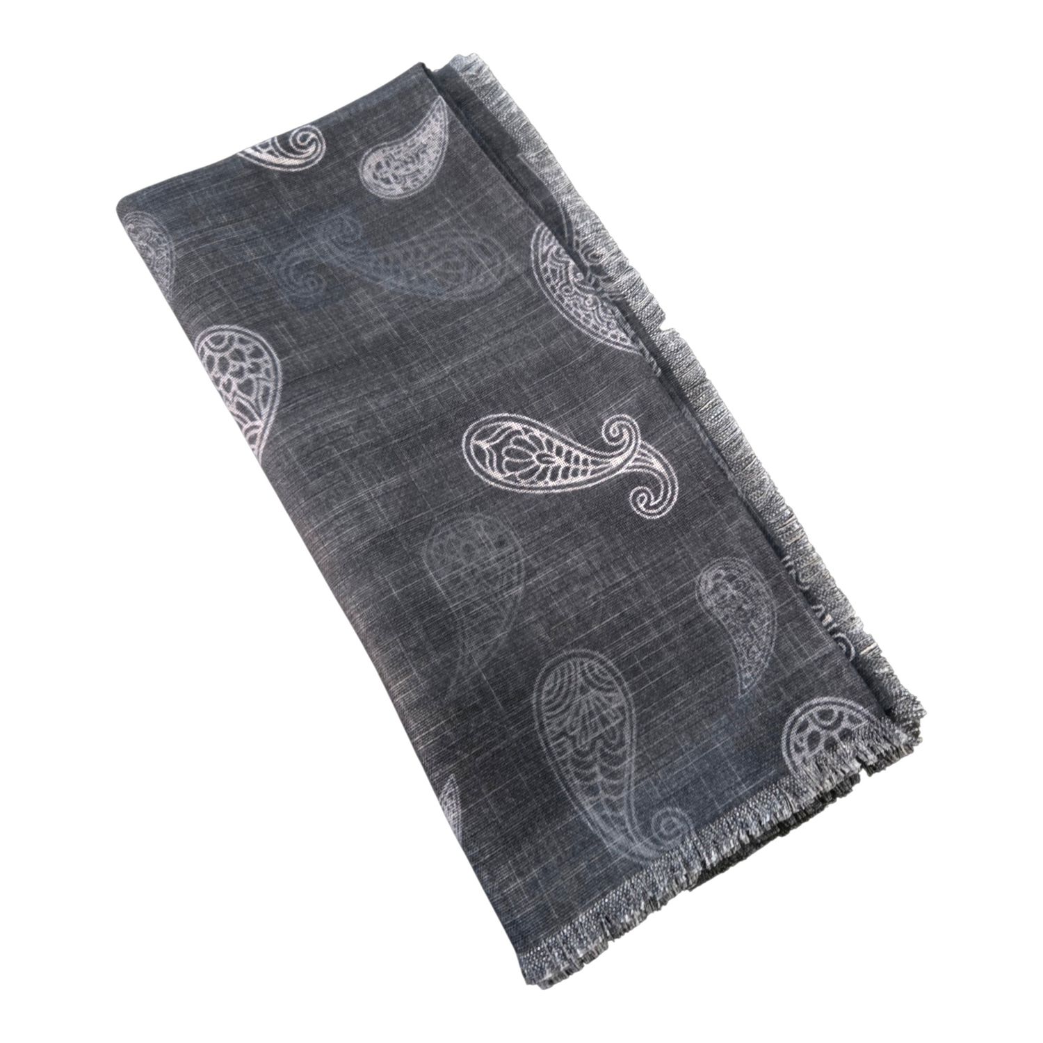 Black - Paisley - Soft Fringes Square Tichel