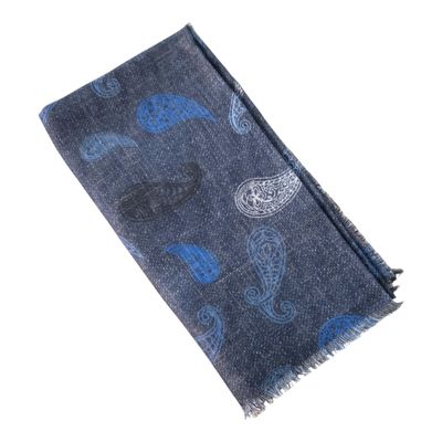 Blue - Paisley - Soft Fringes Square Tichel