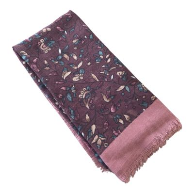 Pinky mocha - vintage blooms - Soft Fringes Square Tichel