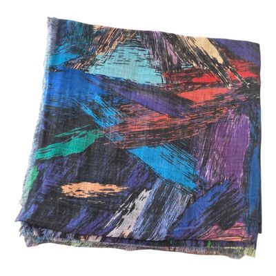 Autumn brushstrokes - Blues - Soft Fringes Square Tichel