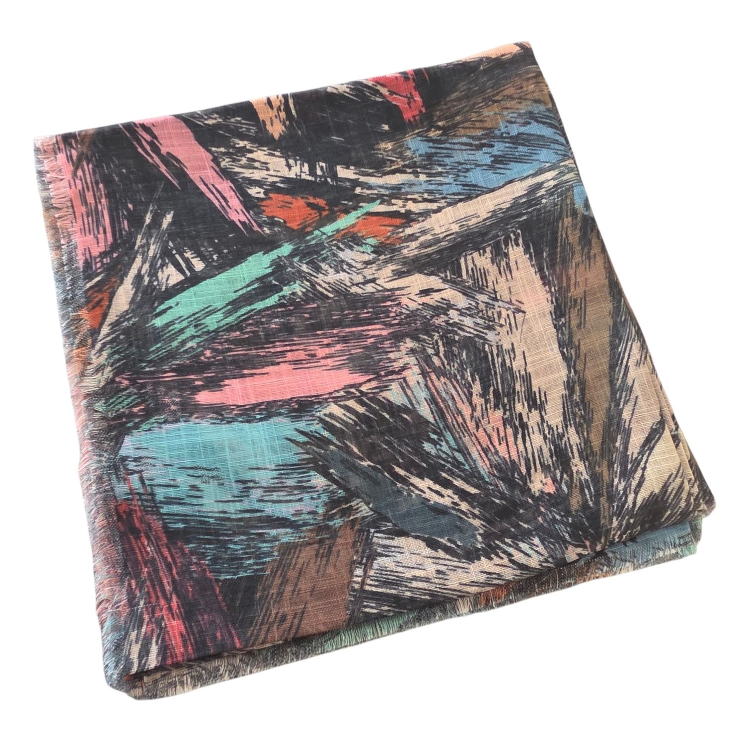 Autumn brushstrokes - Browns - Soft Fringes Square Tichel