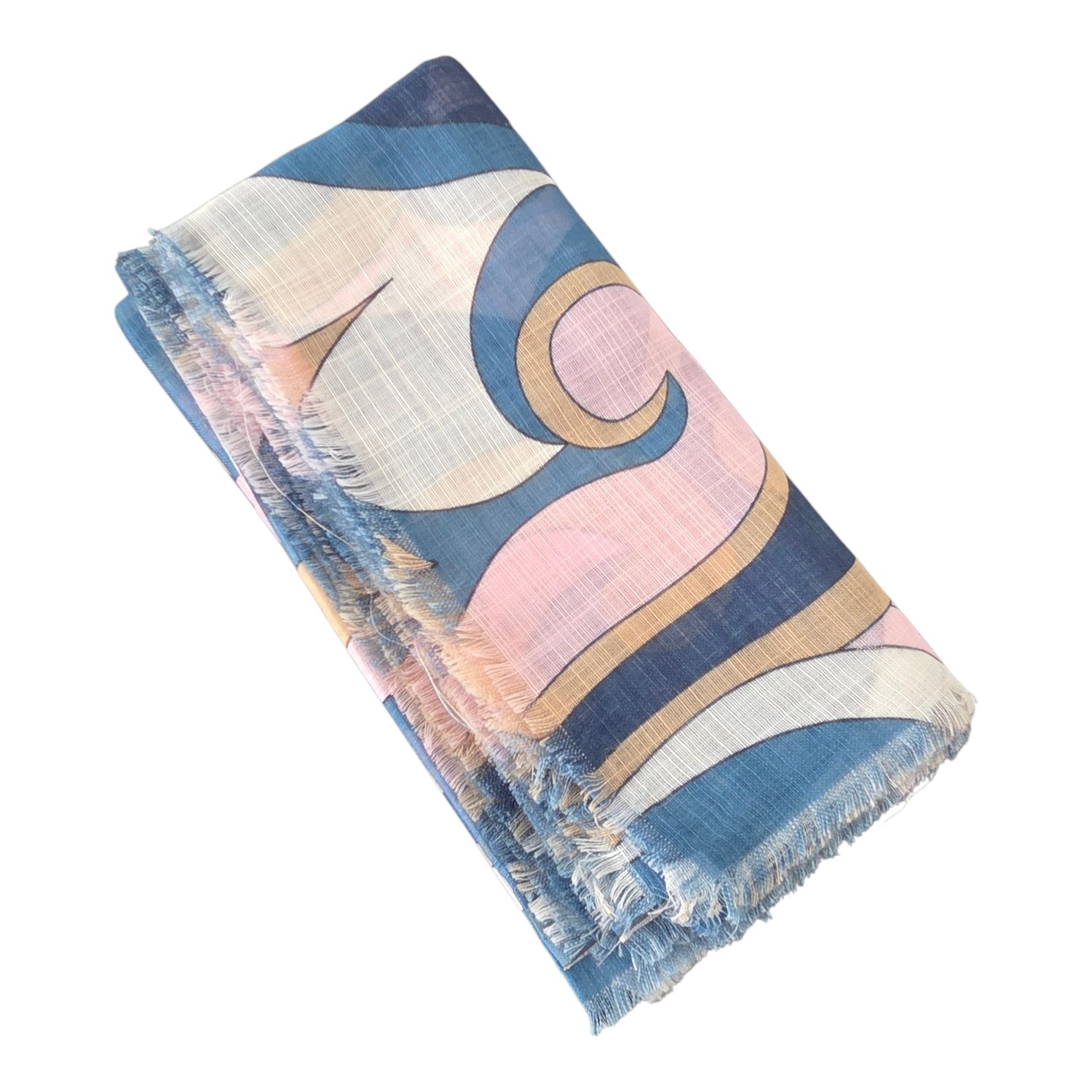 Denim - Elegant swirls - Soft Fringes Square Tichel