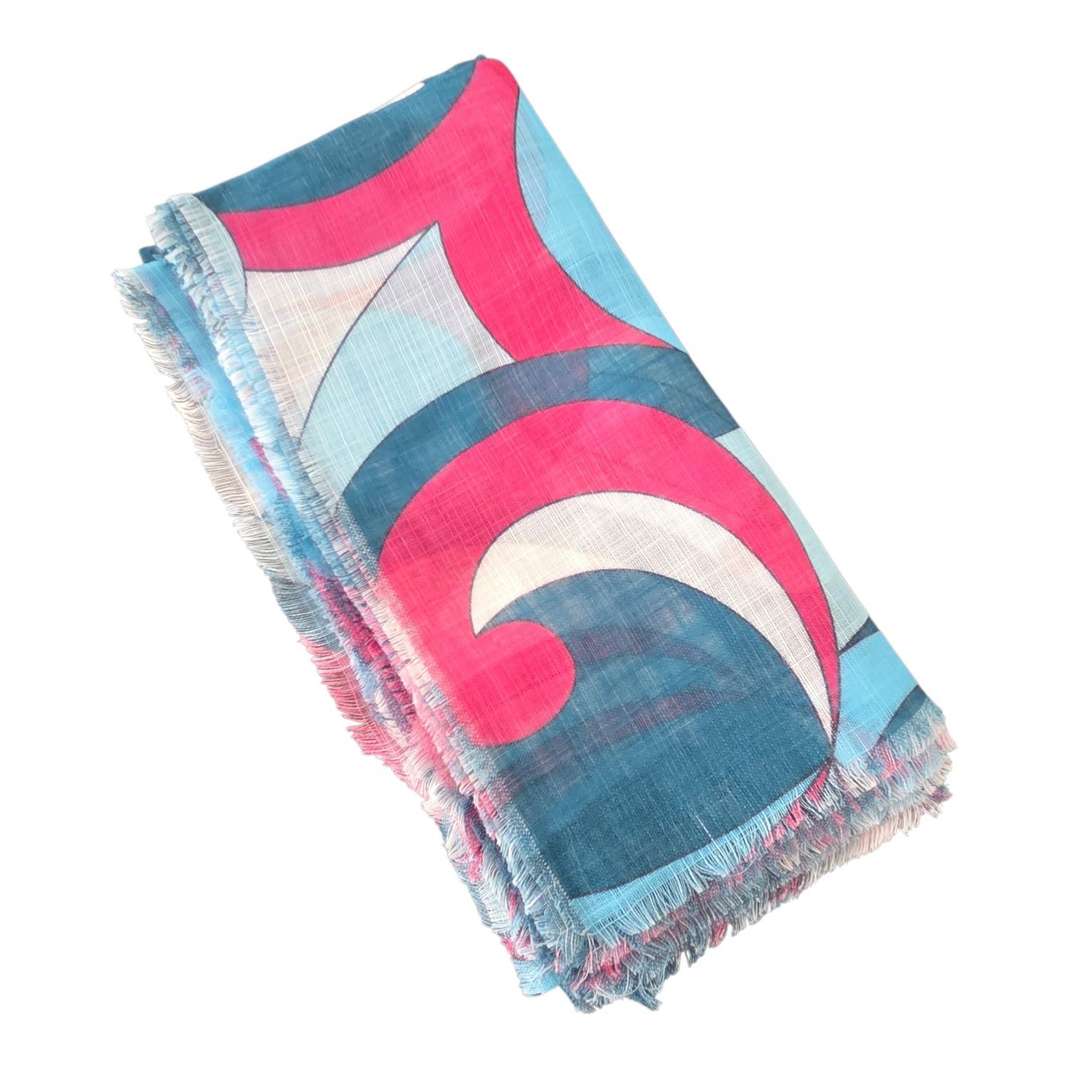 Light blue - Elegant swirls - Soft Fringes Square Tichel