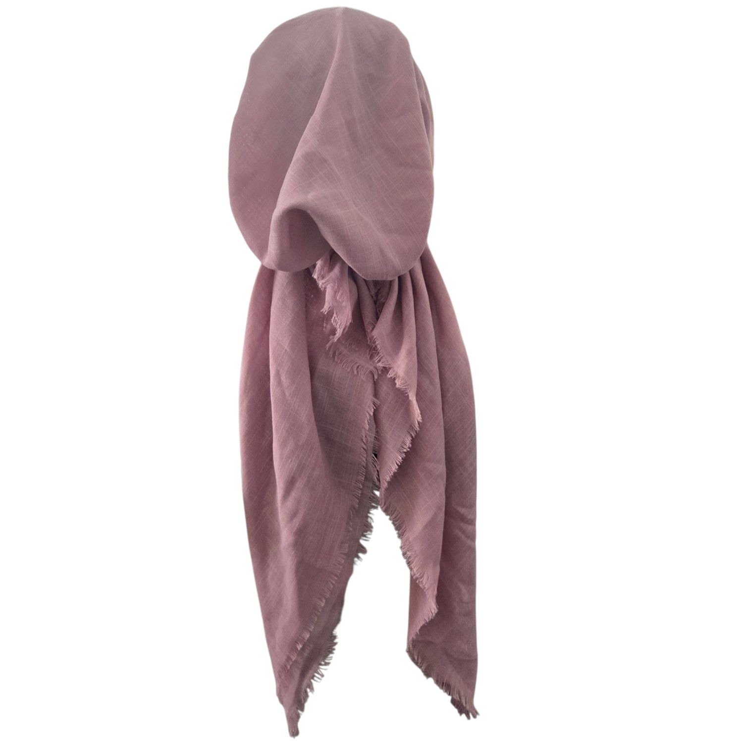 Medium pink/deep blush solid  - soft fringes pretied tichel