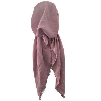 Medium pink/deep blush solid  - soft fringes pretied tichel