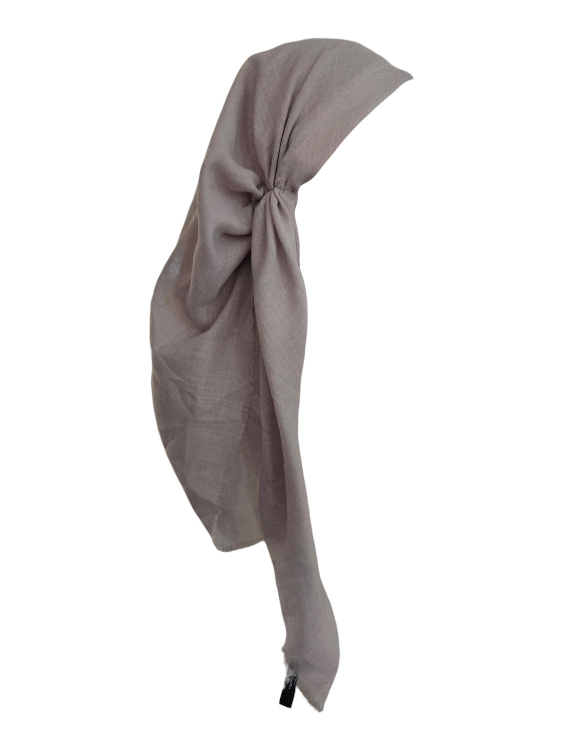 Light gray - long kerchief back - soft fringes pretied tichel (BBS) w/band sewn in