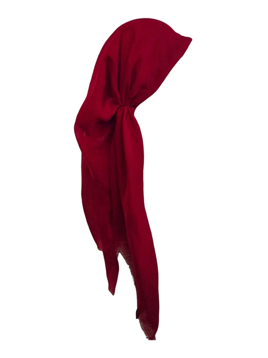 Cherry/deep pink - long kerchief back - soft fringes pretied tichel (BBS) w/band sewn in
