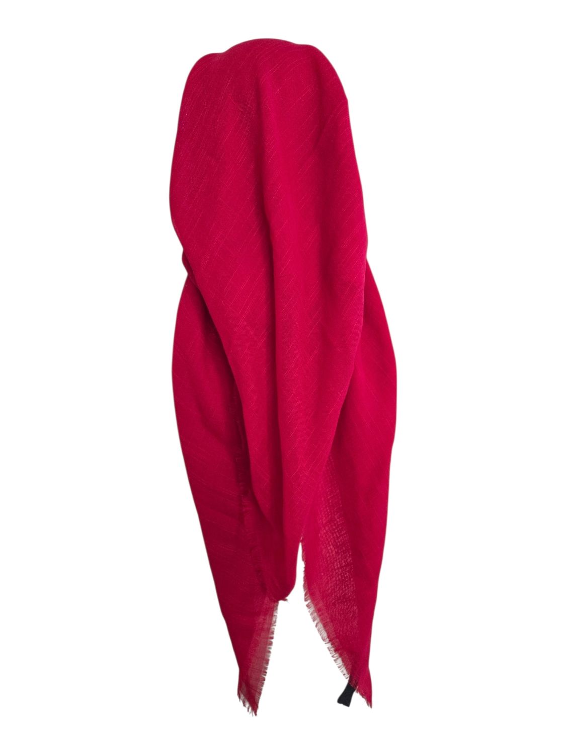 Cherry/deep pink - long kerchief back - soft fringes pretied tichel (BBS) w/band sewn in