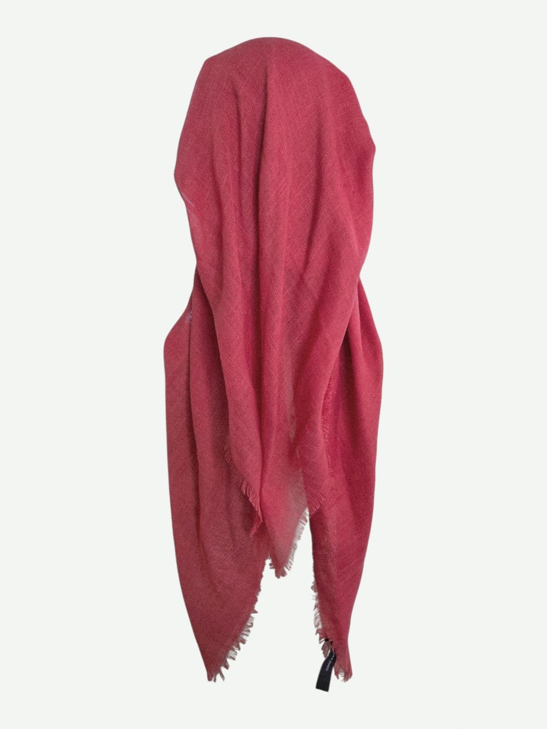 Dusy light coral - long kerchief back - soft fringes pretied tichel (BBS) w/band sewn in
