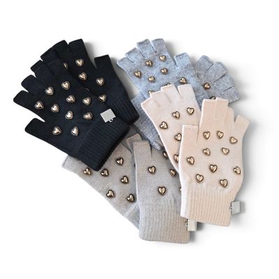 Thin half finger gloves w/bronze hearts